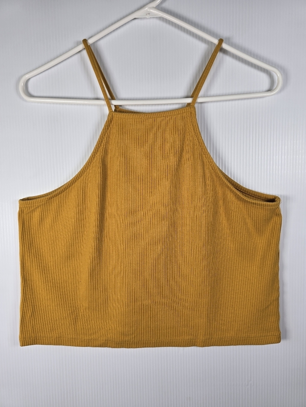 J. Crew Ribbed Halter Crop Top in Mustard Size XL Summer Festival Boho Vacation